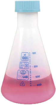КОЛБА ЭРЛЕНМЕЙЕРА- ПП- С СИНЕЙ ВИНТОВОЙ КРЫШКОЙ G52 - 250 МЛ