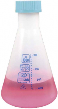 КОЛБА ЭРЛЕНМЕЙЕРА- ПП- С СИНЕЙ ВИНТОВОЙ КРЫШКОЙ G52 - 250 МЛ