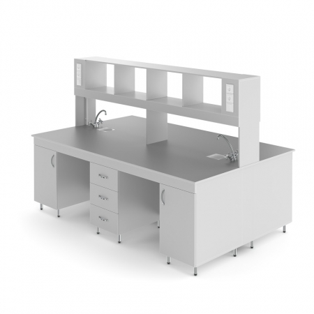 ХИМИЧЕСКИЙ ОСТРОВНОЙ СТОЛ СО СТОЛЕШНИЦЕЙ ИЗ ХИМСТОЙКОГО ПЛАСТИКА НВ-2400 ОСПХ