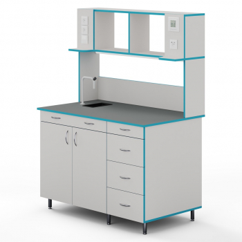 ПРИСТЕННЫЙ СТОЛ С САНТЕХНИКОЙ И СТОЛЕШНИЦЕЙ ИЗ ХИМСТОЙКОГО ПЛАСТИКА СЛП НВК 1200 ПЛАСТ+