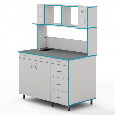 ПРИСТЕННЫЙ СТОЛ С САНТЕХНИКОЙ И СТОЛЕШНИЦЕЙ ИЗ ХИМСТОЙКОГО ПЛАСТИКА СЛП НВК 1200 ПЛАСТ+