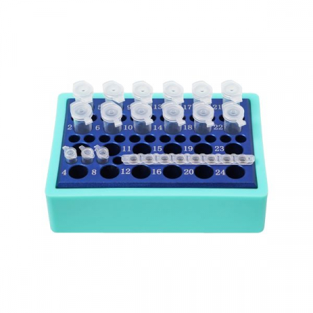 ШТАТИВ ДЛЯ ЗАМОРАЖИВАНИЯ, ДЛЯ ПРОБИРОК НА 0.2 МЛ 36 МЕСТ+1.5/2 МЛ 24 МЕСТА, АЛЮМИНИЙ