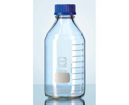 ФЛАКОН 1000 МЛ СВЕТЛОЕ СТЕКЛО С ДЕЛЕНИЯМИ И ЗАВИНЧ.КРЫШКОЙ GL 45