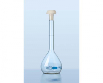 КОЛБА МЕРНАЯ 100 МЛ, КЛАСС А, BORO 3.3, ГОЛУБАЯ ГРАД., СТЕКЛ. ПРОБКА, NS 12/21, BRAND 37260, 7018539