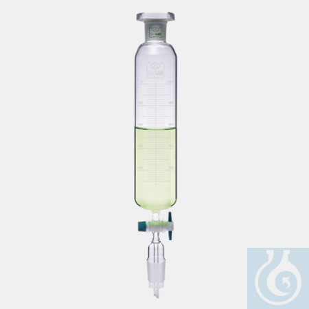 КАПЕЛЬНАЯ ВОРОНКА - ЦИЛИНДРИЧЕСКАЯ - ГРАДУИРОВАННАЯ - PTFE КРАН - NS19/26 - 100 МЛ