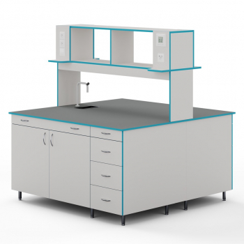 ОСТРОВНОЙ СТОЛ С САНТЕХНИКОЙ И СТОЛЕШНИЦЕЙ ИЗ ХИМСТОЙКОГО ПЛАСТИКА СЛО НВК 1500 ПЛАСТ+