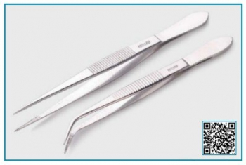 ПИНЦЕТ ДЛЯ ПРЕПАРИРОВАНИЯ, С ИЗОГНУТЫМ КОНЦОМ, ДЛИНА 115 ММ, НЕРЖАВЕЮЩАЯ СТАЛЬ, ISOLAB, АРТ. 048.08.115