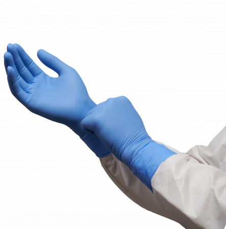 PURETECH® NEUTRINO PROTECT ПЕРЧАТКИ НИТРИЛОВЫЕ C ТЕКСТУР.ПАЛЬЦАМИ 30СМ, L, ГОЛУБЫЕ, 50ПАР/УПАК